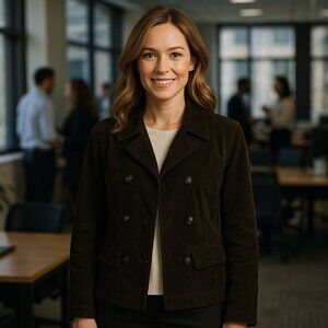 Talbots Dark Green Faux Velour‎ Chunky Button Elevated Blazer Career Holiday 14